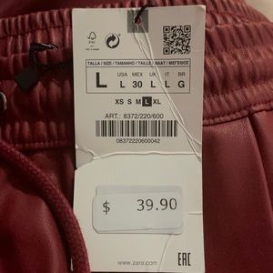 Zara faux leather red joggers